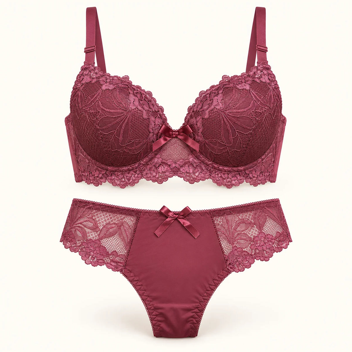 Elegant Floral Lace Lingerie Set Embroidery Bra & Matching Panty