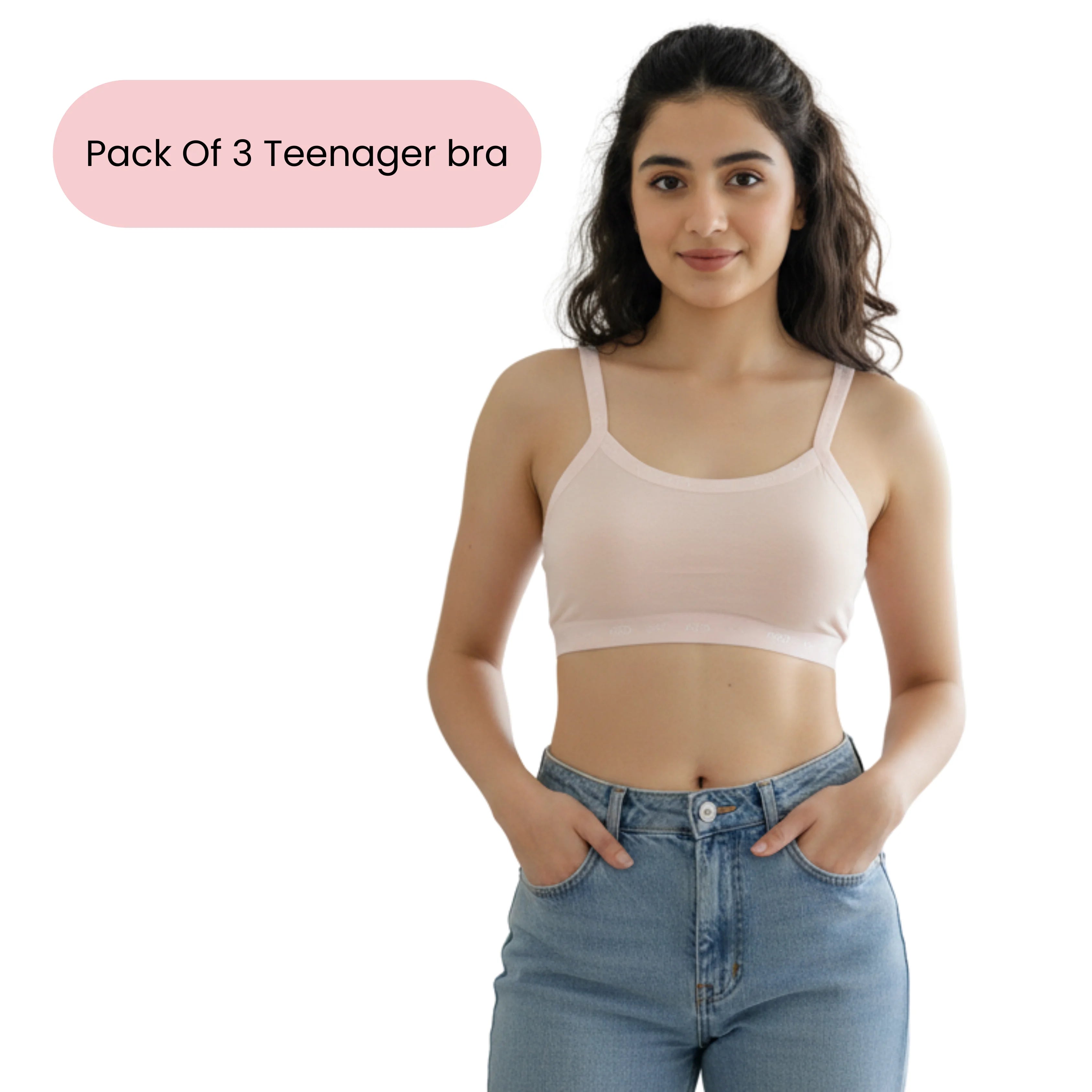 Pack of 3 Ultra-Comfort Teenager Bra | Seamless Cotton Stretch for Girls