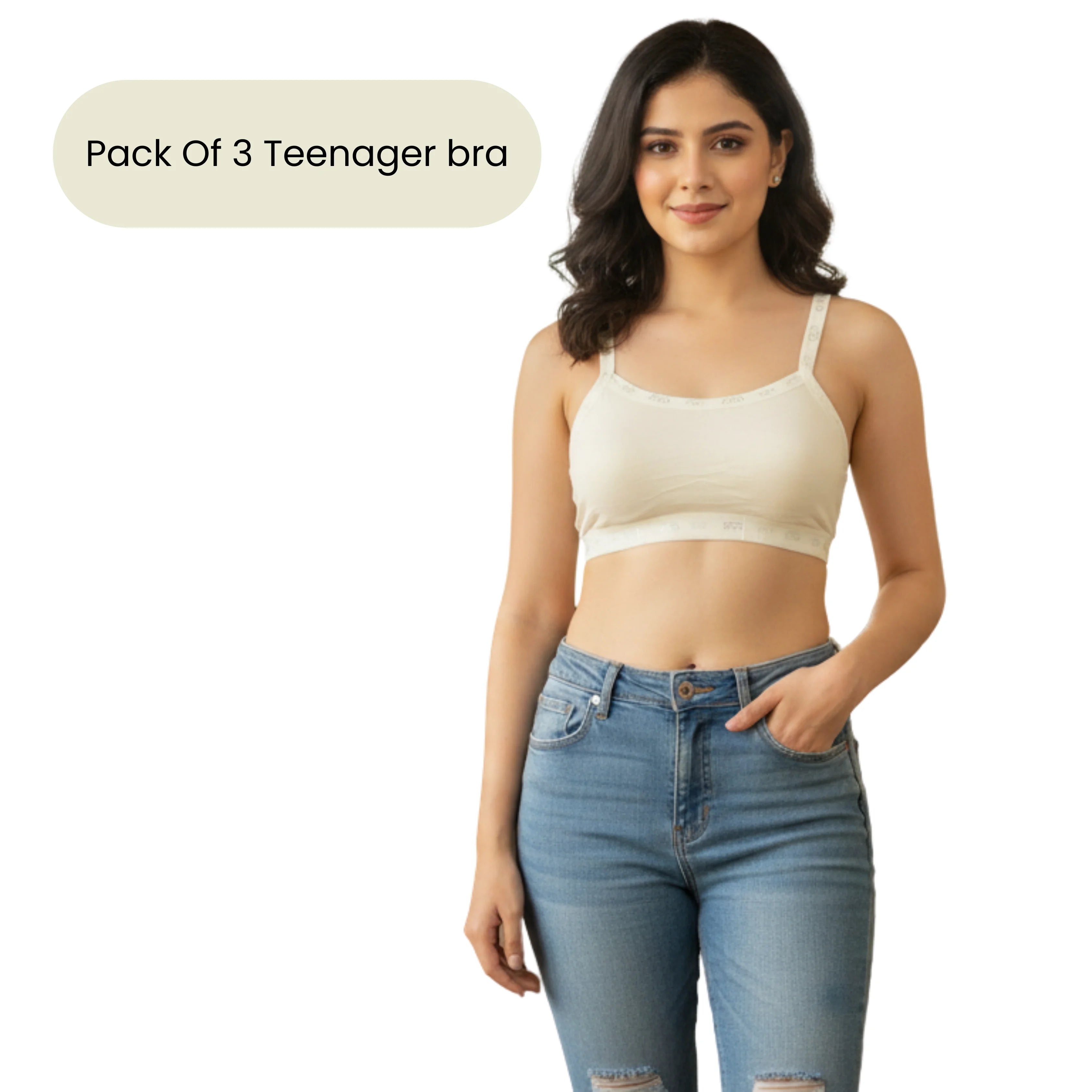 Pack of 3 Ultra-Comfort Teenager Bra | Seamless Cotton Stretch for Girls