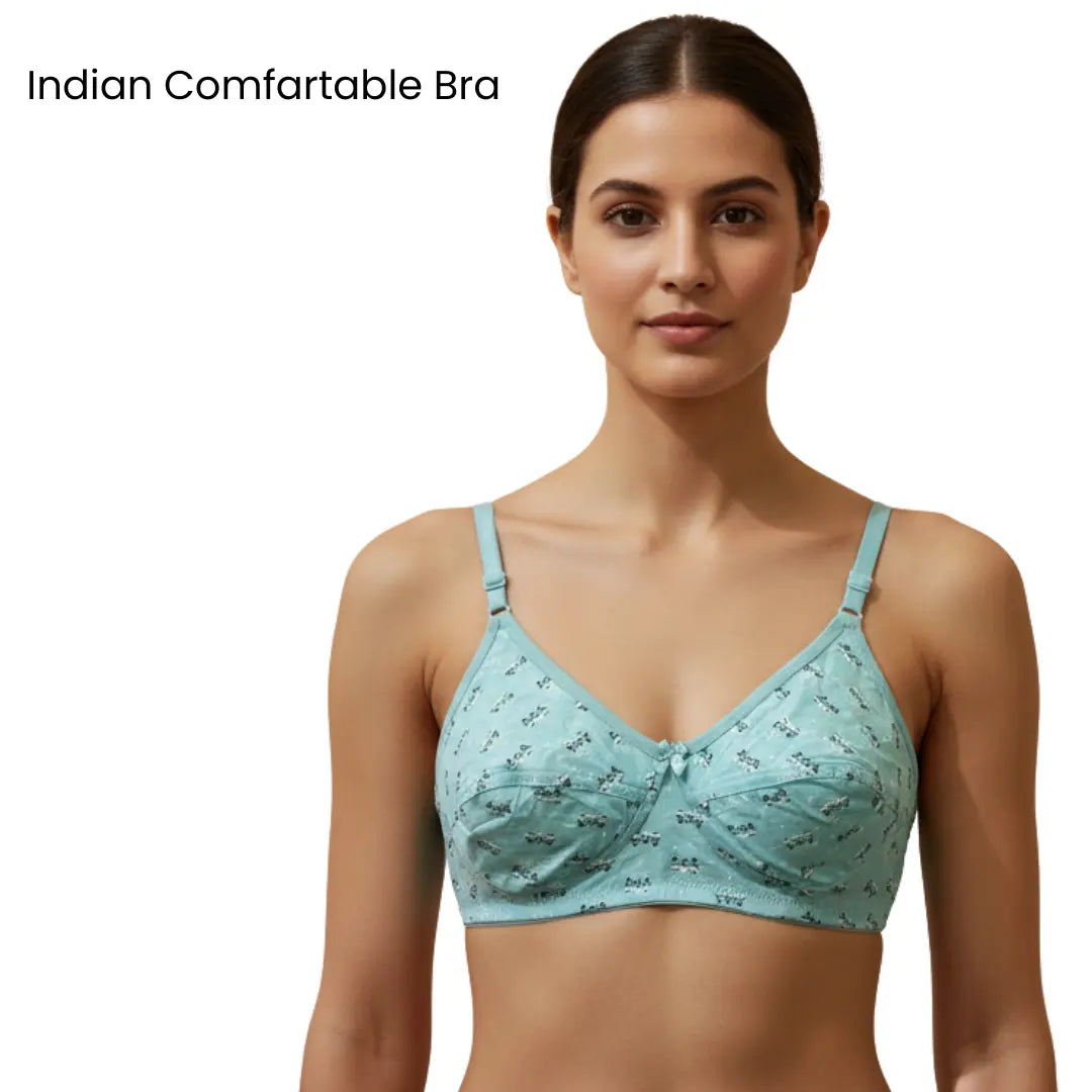 Soft Stretchable Printed Bra for Women (Sizes 32–42) | Non-Padded Everyday Comfort Bra