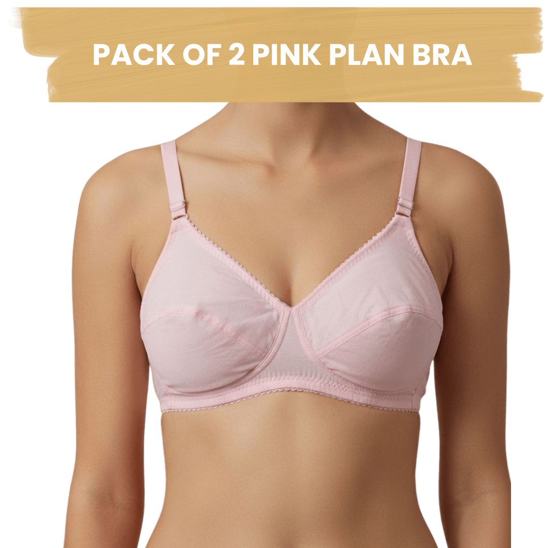 Pack of 2 Cotton Full-Coverage Bras for Daily Wear | Non-Wired Comfort