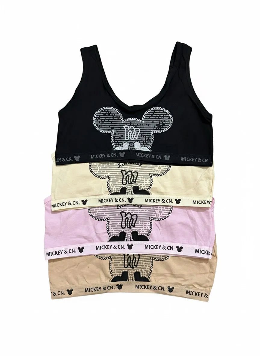 Mickey & CN. Print Soft Training Bralettes - Pack of 3 - Free Size (32-36)