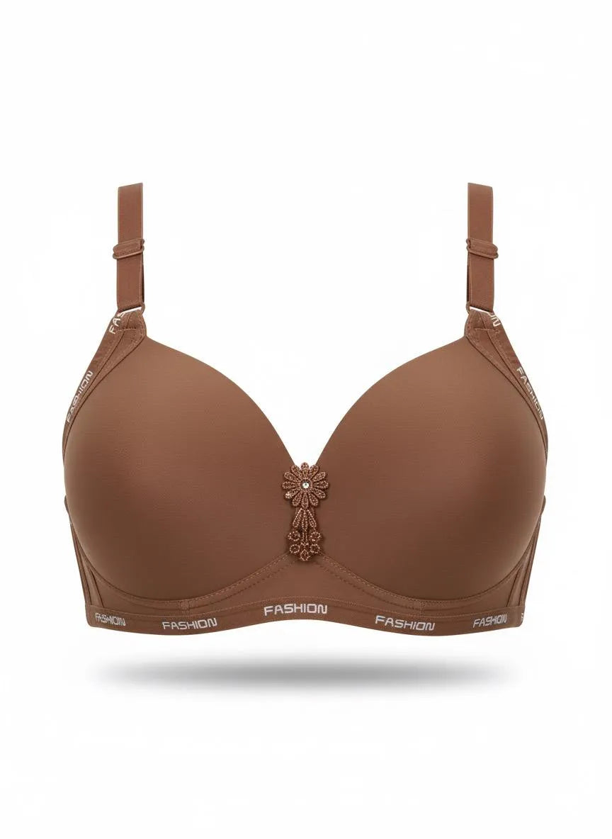 Soft Stretch Front Flower Padded Bra – Elegant Everyday Comfort