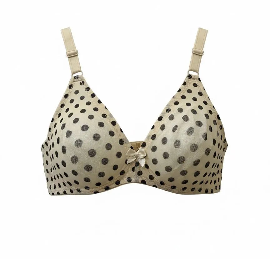 Polka Dot Padded Bra – Soft Stretch Everyday Comfort Bra for Women