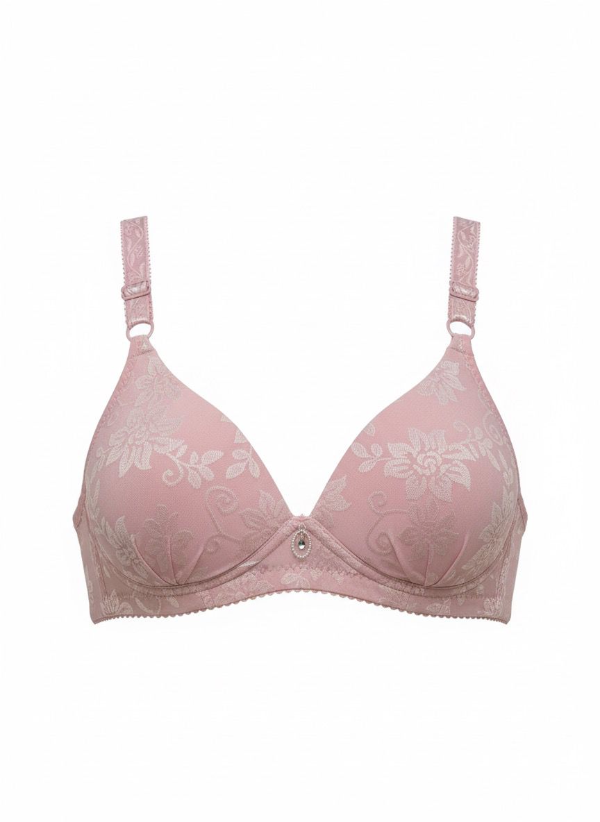 Elegant Floral Embossed Push-Up Bra - Padded, Underwired & Adjustable