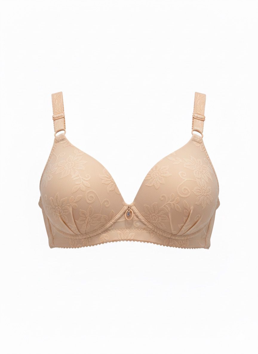 Elegant Floral Embossed Push-Up Bra - Padded, Underwired & Adjustable
