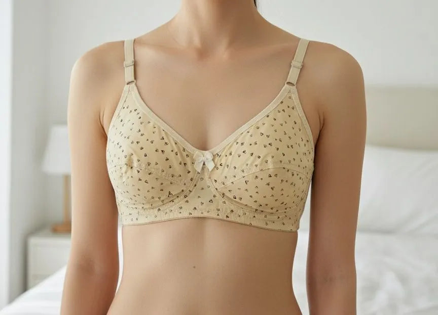 Breathable Cotton Soft Cup Bralette with Subtle Print