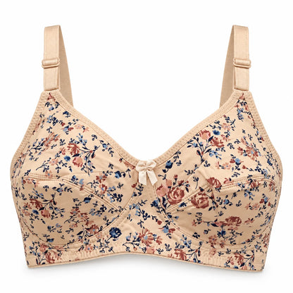 Floral Print Full-Coverage Soft Cup Bra – Everyday Comfort &amp; Support