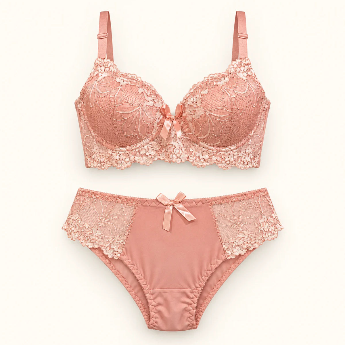 Elegant Floral Lace Lingerie Set Embroidery Bra &amp; Matching Panty
