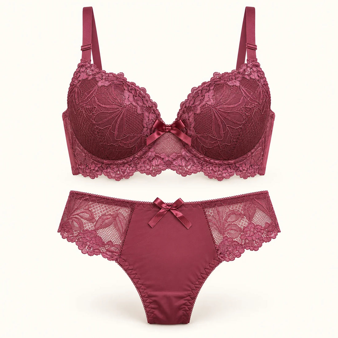 Elegant Floral Lace Lingerie Set Embroidery Bra &amp; Matching Panty