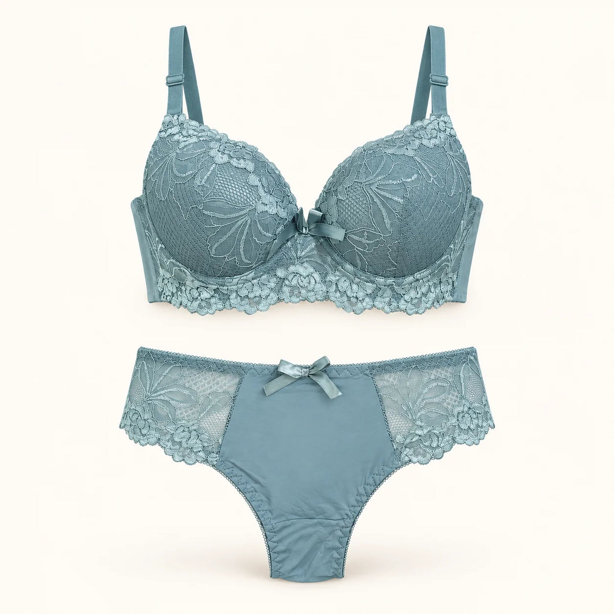 Elegant Floral Lace Lingerie Set Embroidery Bra &amp; Matching Panty