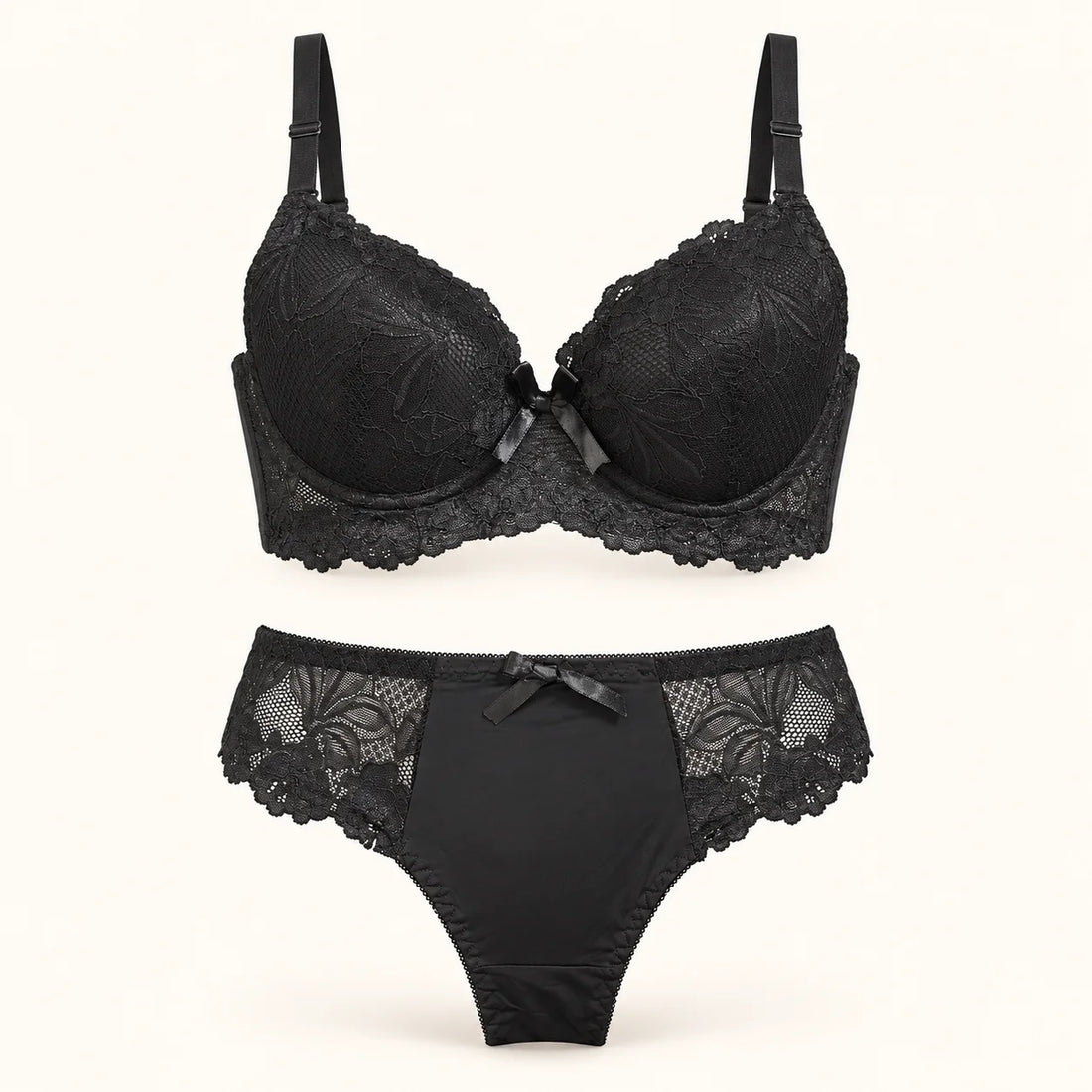 Elegant Floral Lace Lingerie Set Embroidery Bra &amp; Matching Panty