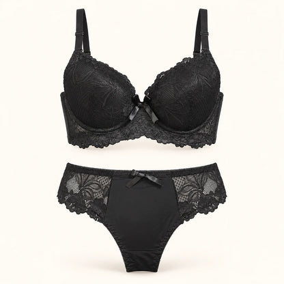 Elegant Floral Lace Lingerie Set Embroidery Bra &amp; Matching Panty