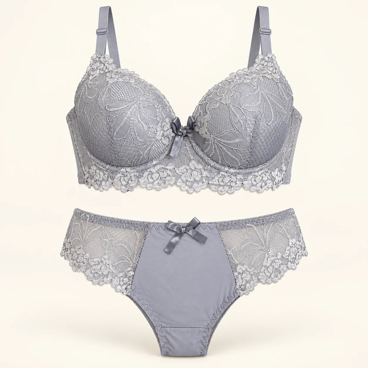 Elegant Floral Lace Lingerie Set Embroidery Bra &amp; Matching Panty