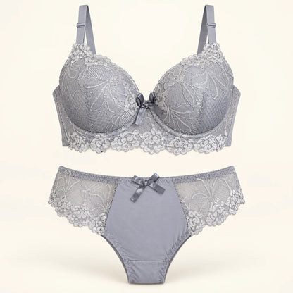 Elegant Floral Lace Lingerie Set Embroidery Bra &amp; Matching Panty