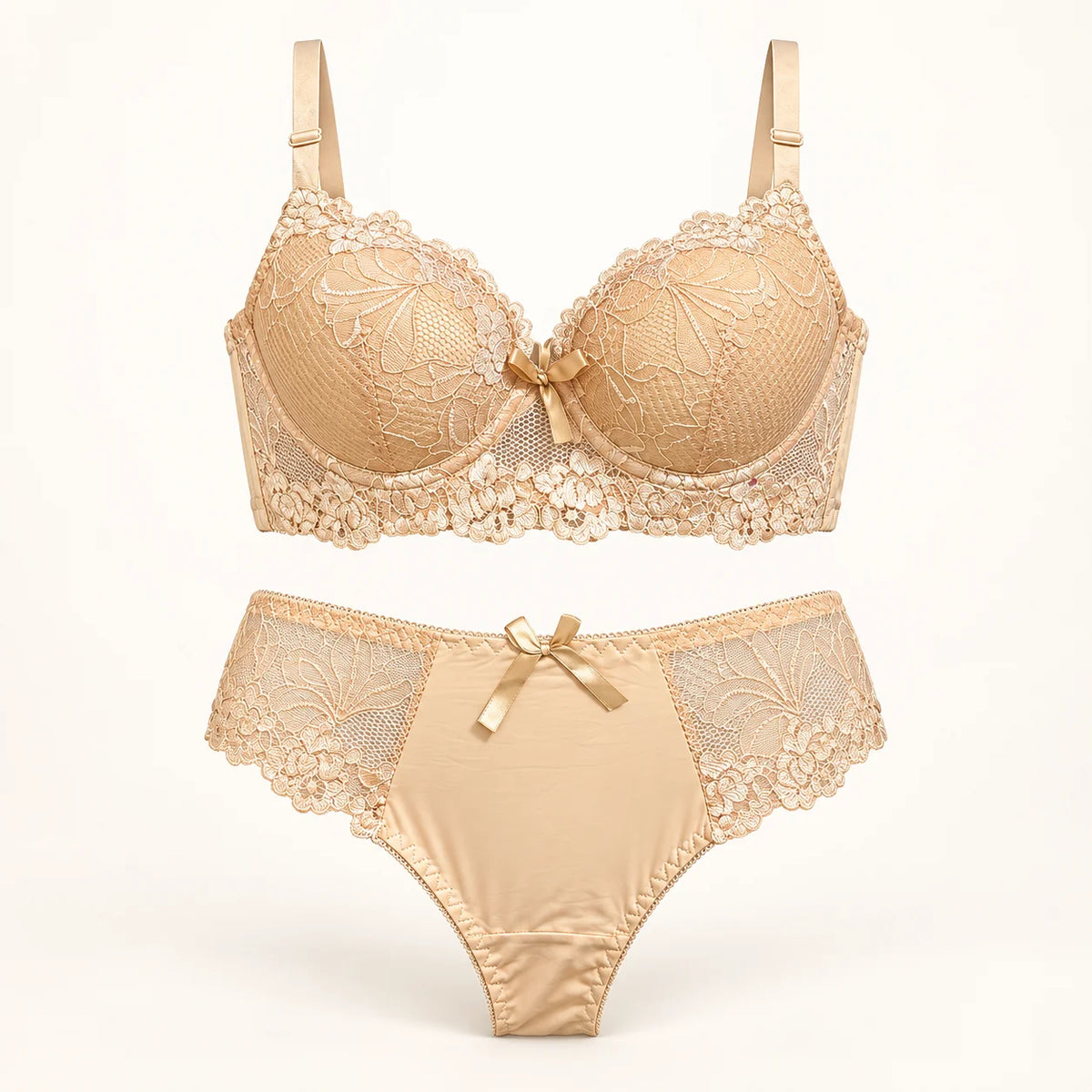 Elegant Floral Lace Lingerie Set Embroidery Bra &amp; Matching Panty