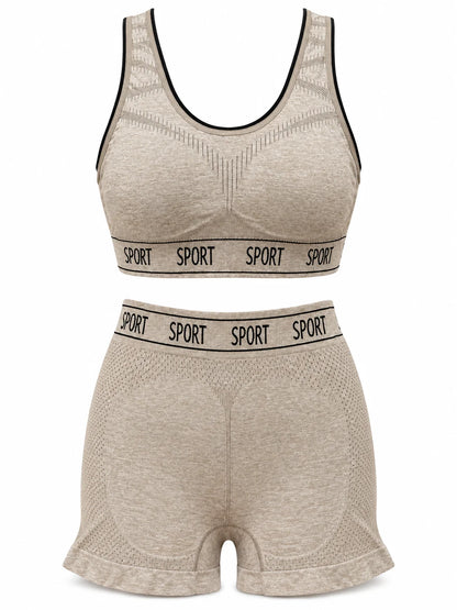 Stretchable Sports Bra &amp; Panty Set with Removable Foam - Comfortable Fit for S, M, L, XL