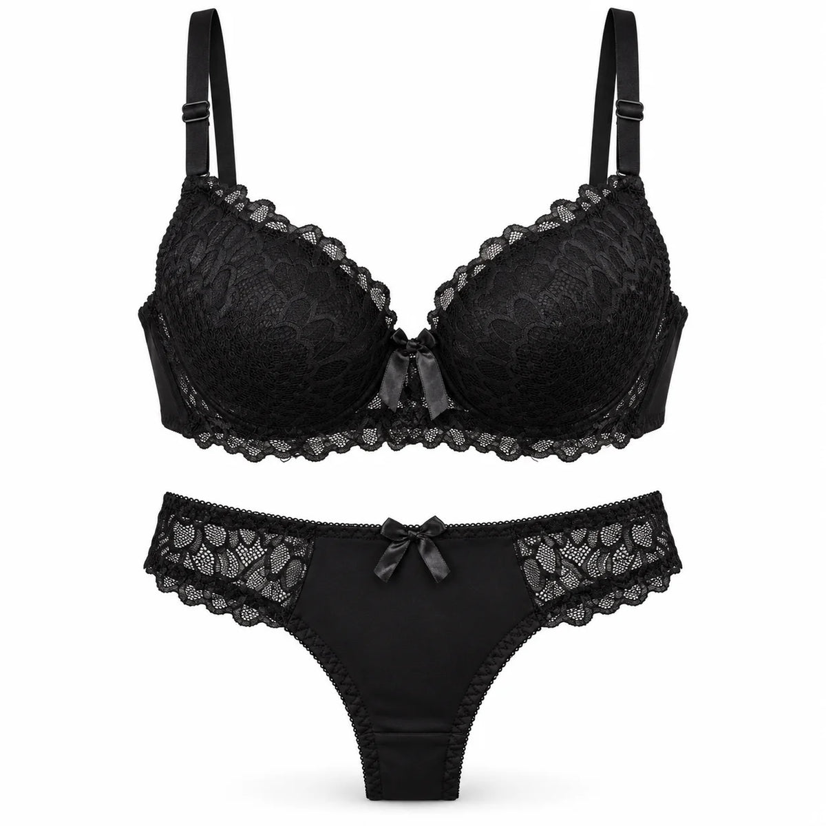 Lace Bra and Panty Set for Women – Padded, Stretchable, Comfortable