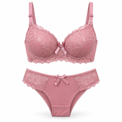 Lace Bra and Panty Set for Women – Padded, Stretchable, Comfortable