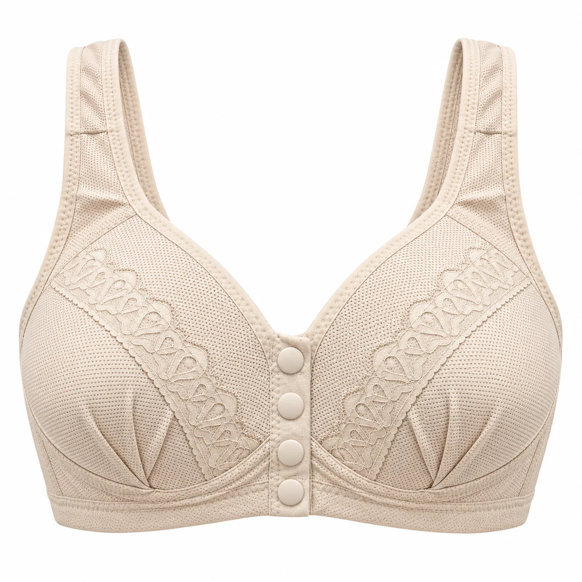 Front Open Padded Bra – Stretchable Comfort with Stylish Lace Design