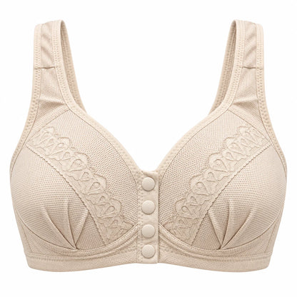 Front Open Padded Bra – Stretchable Comfort with Stylish Lace Design
