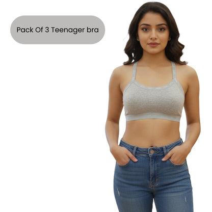 Pack of 3 Ultra-Comfort Teenager Bra | Seamless Cotton Stretch for Girls