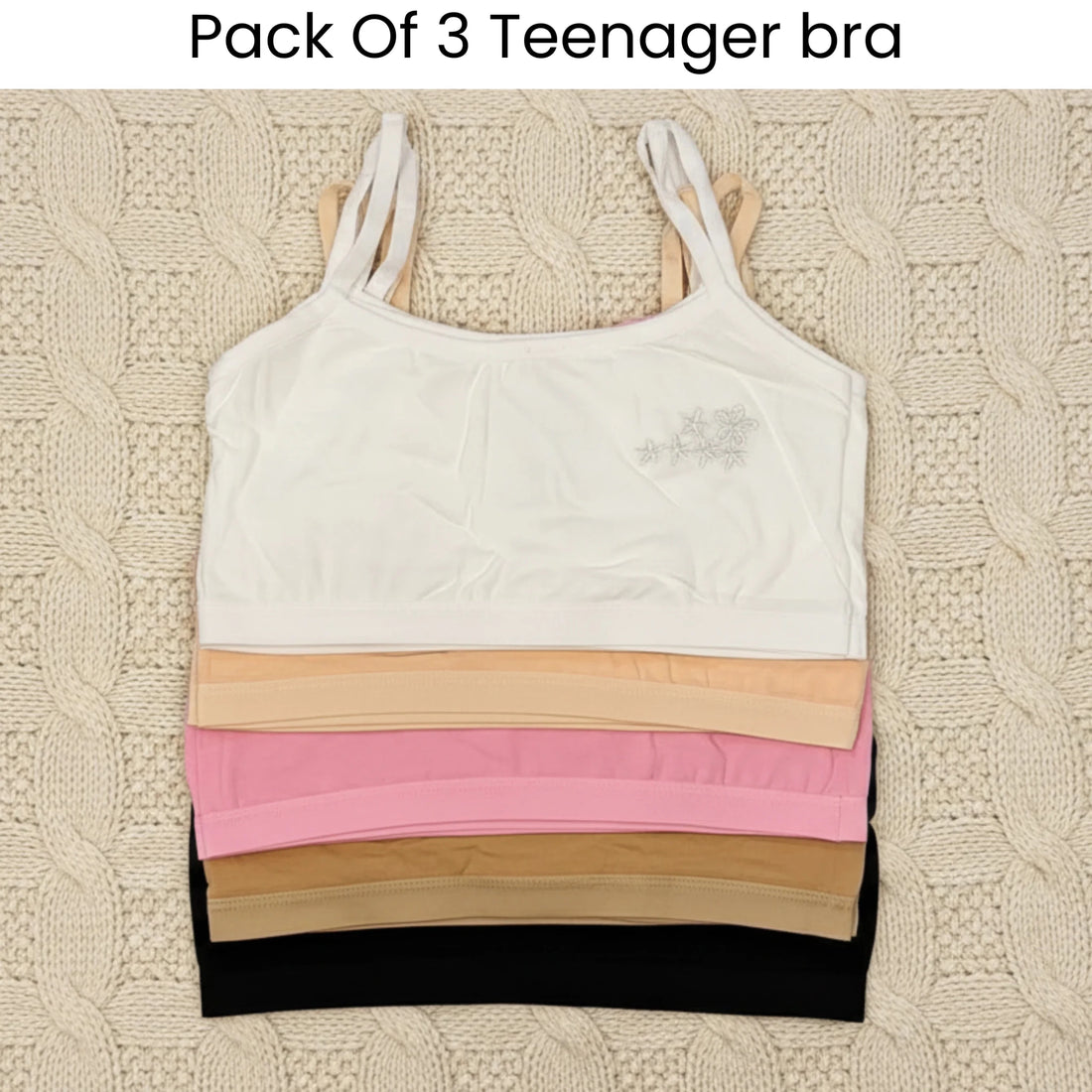 Pack of 3 | Seamless Cotton Training Bras for Teen Girls | Sizes 32-36