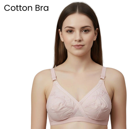 Supreme Comfort Cotton Cross Over Bra | Non-Padded, Full Coverage Everyday