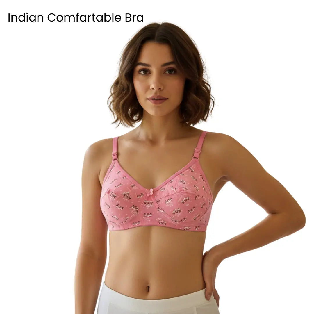 Soft Stretchable Printed Bra for Women (Sizes 32–42) | Non-Padded Everyday Comfort Bra