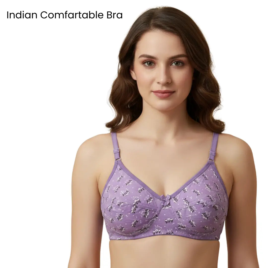Soft Stretchable Printed Bra for Women (Sizes 32–42) | Non-Padded Everyday Comfort Bra