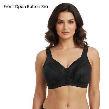 Front Open Padded Bra – Stretchable Comfort with Stylish Lace Design