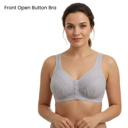 Front Open Padded Bra – Stretchable Comfort with Stylish Lace Design