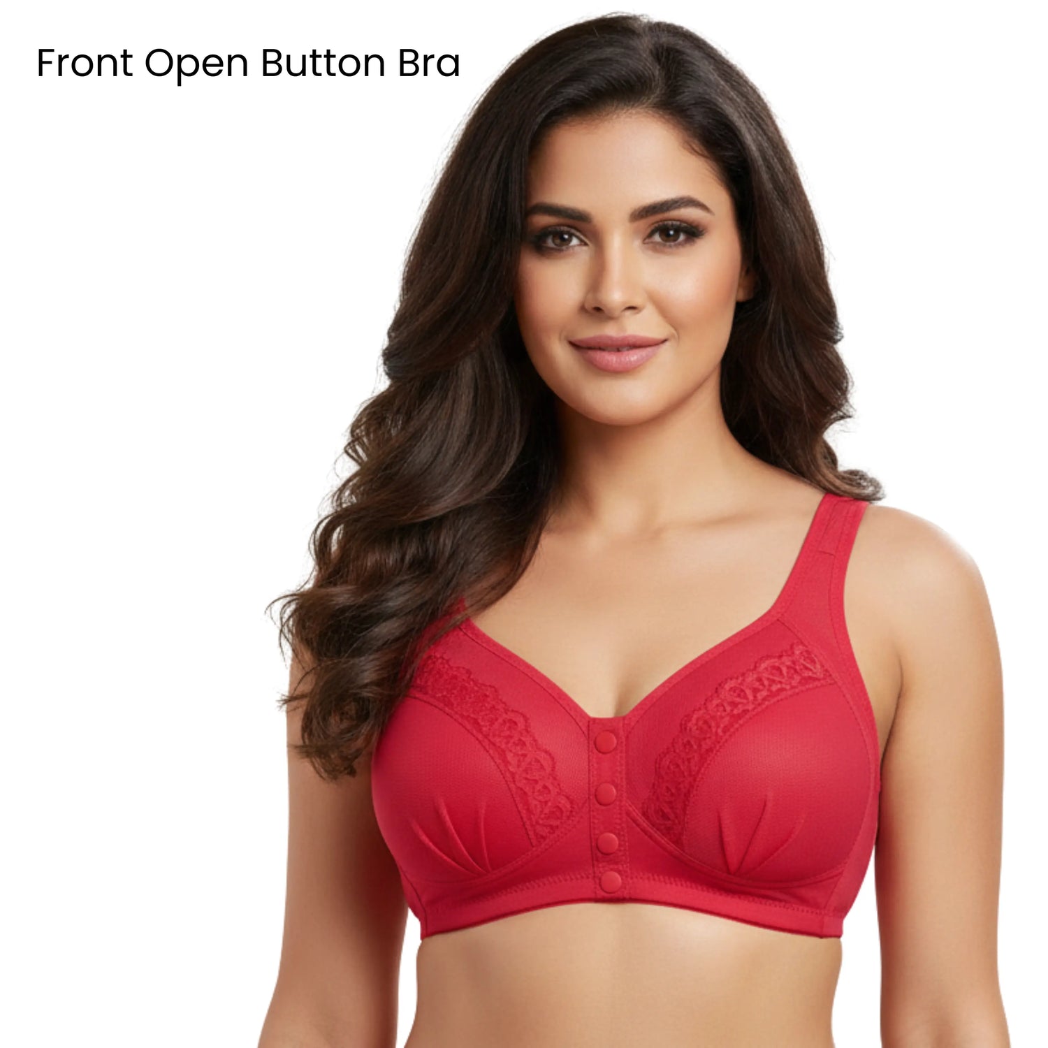 Front Open Padded Bra – Stretchable Comfort with Stylish Lace Design