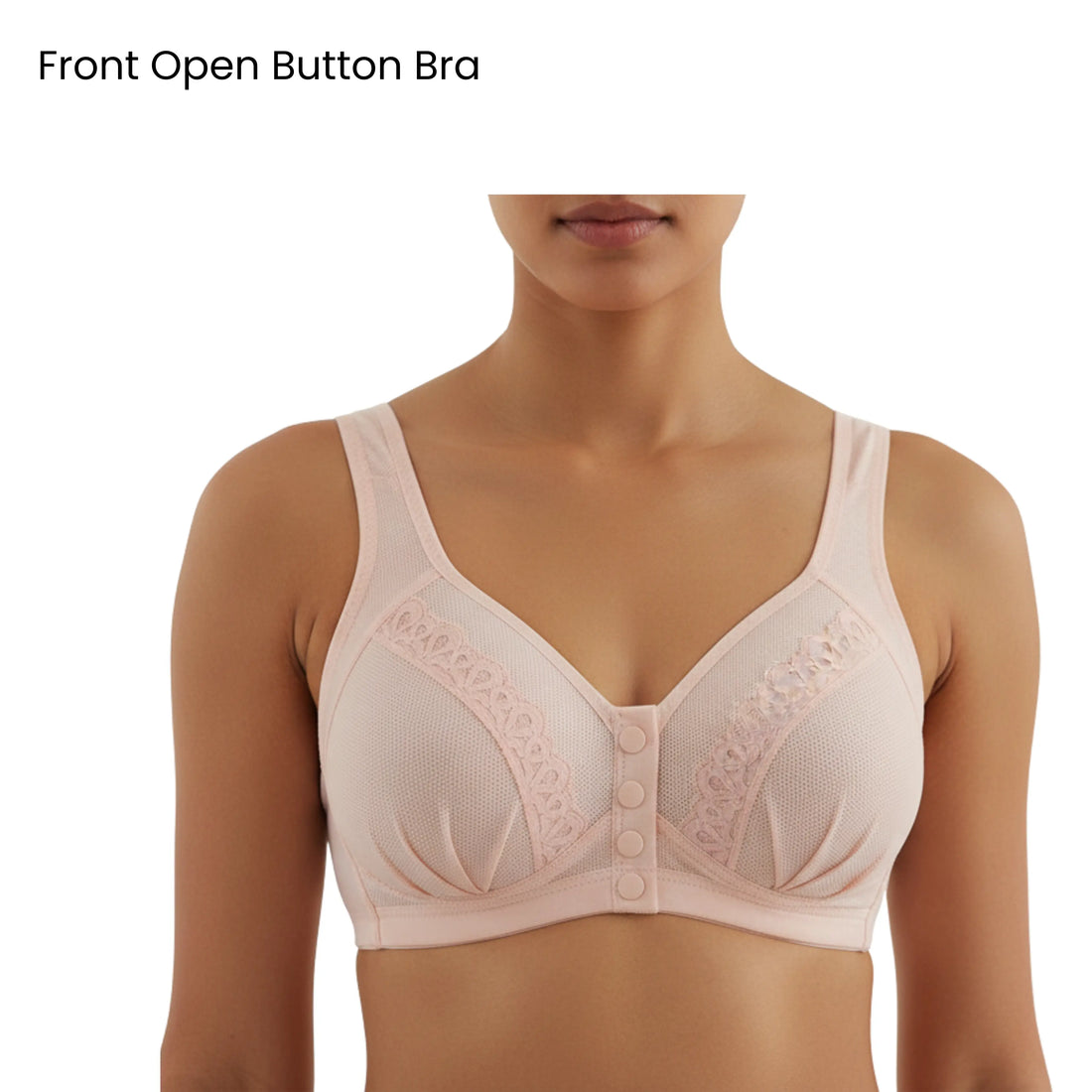 Front Open Padded Bra – Stretchable Comfort with Stylish Lace Design
