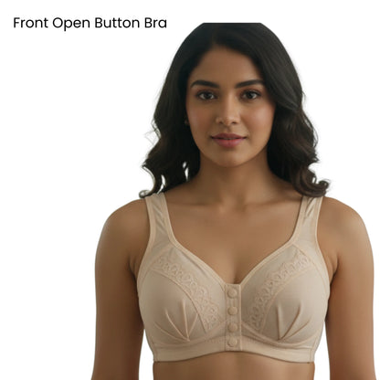 Front Open Padded Bra – Stretchable Comfort with Stylish Lace Design