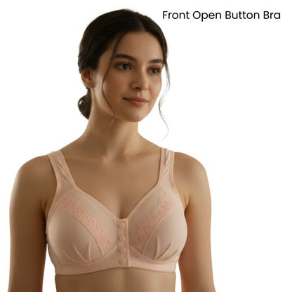 Front Open Padded Bra – Stretchable Comfort with Stylish Lace Design