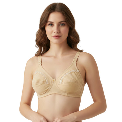 Pack of 3 | Everyday Comfort Non-Padded Cotton Bras with Lace Trim