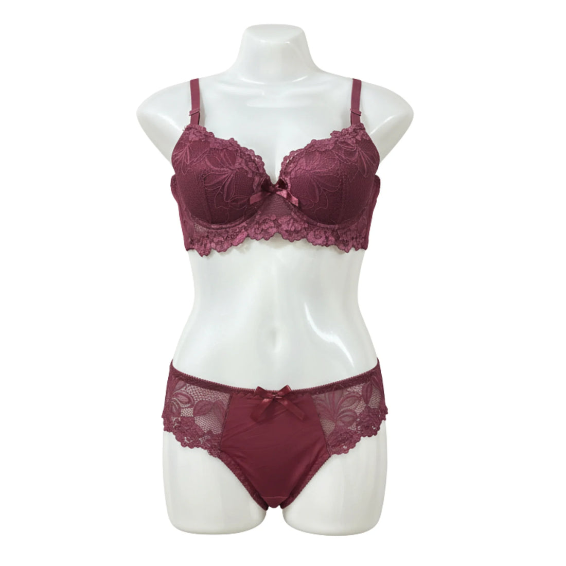 Elegant Floral Lace Lingerie Set – Intricate Embroidery Bra &amp; Matching Panty