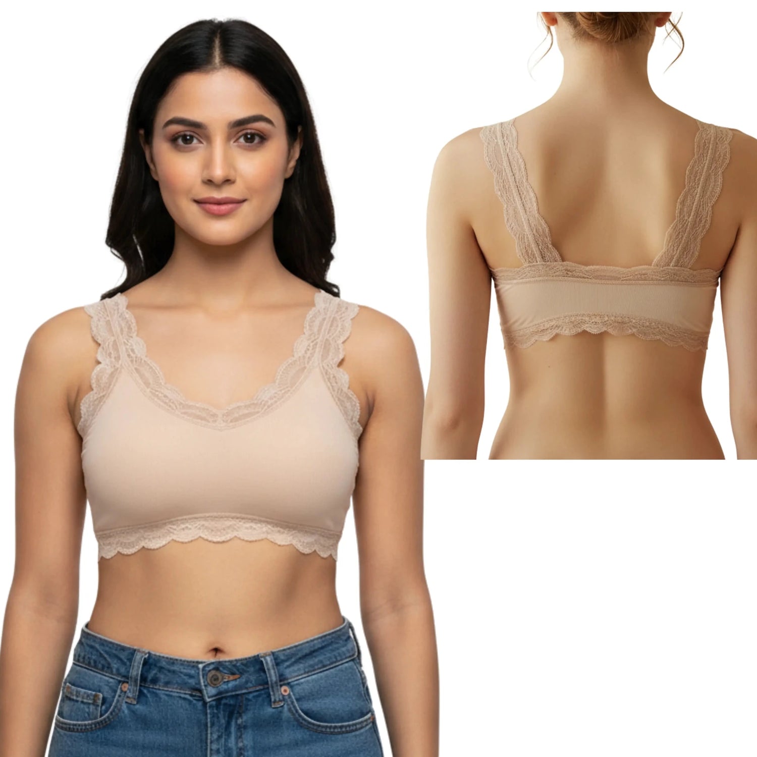 Ladies Bra – Stretchable Lace Free Size (32–34)