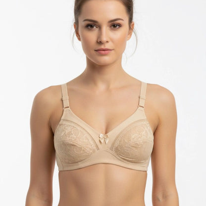 Non-Padded Lace Comfort Bra – Soft Full Coverage Everyday Support Bra for Women