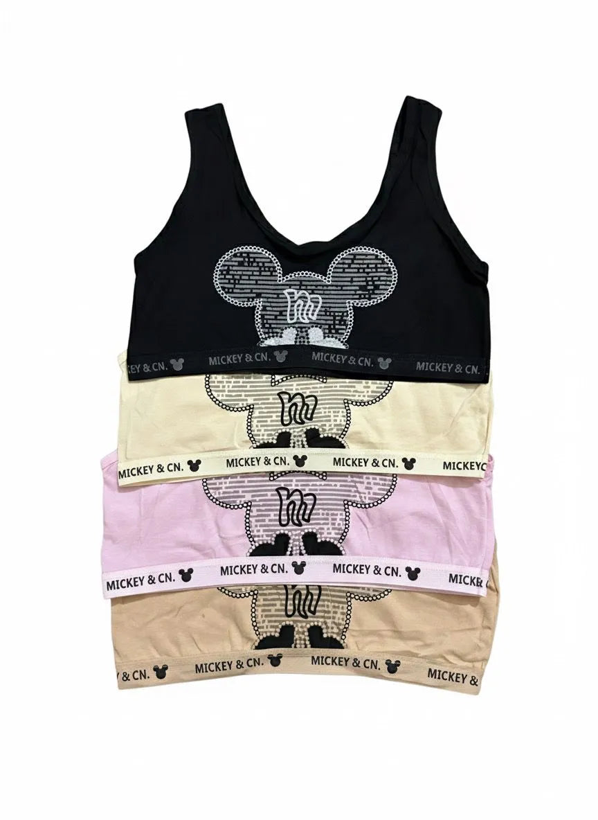 Mickey &amp; CN. Print Soft Training Bralettes - Pack of 3 - Free Size (32-36)