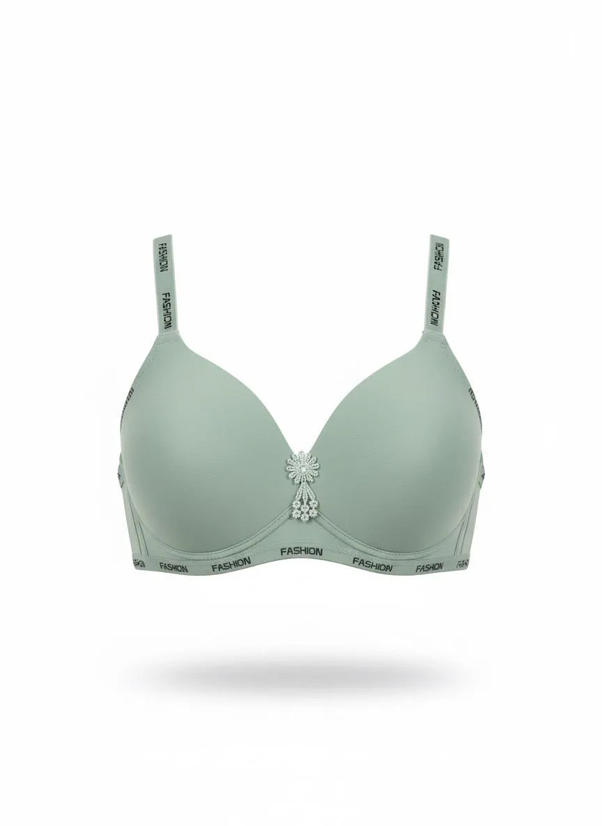 Soft Stretch Front Flower Padded Bra – Elegant Everyday Comfort