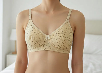 Breathable Cotton Soft Cup Bralette with Subtle Print